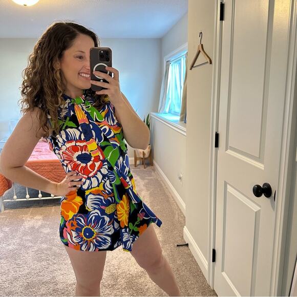 MSGM Milano Blue Green Floral Mini Dress XSP - Picture 3 of 11